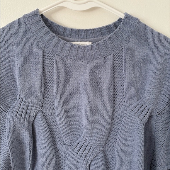 J. Jill Pastel Blue Chenille Cable Knit Crewneck Sweater Size Small - Picture 4 of 7